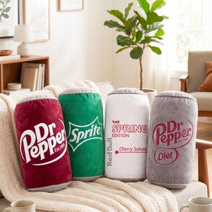 Velvet Bolster Red Bull Pillow – Retro White Accent Cushion, Soda Inspired Decor image 4