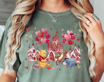 Camiseta Mamá Osa Comfort Colors® para San Valentín, camiseta con oso globo y corazón, camiseta Disney para San Valentín, regalo para enamorados