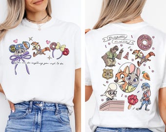 Koszulka Comfort Colors Retro Coquette Bow Watercolor Zootopia, koszulka Judy Hopps Nick Wilde, koszulka Zootropolis Disney, koszulka WDW Family Trip 2026