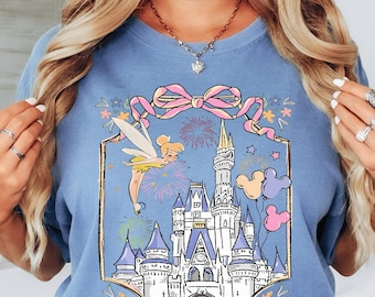 Tinker Bell Fairytale Shirt & Sweatshirt, Disney Castle with Mickey Heart Balloon Tee, Disney World Park Vacation Outfit,Tinkerbell Shirt
