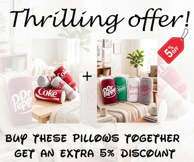 Velvet Bolster Red Bull Pillow – Retro White Accent Cushion, Soda Inspired Decor image 1