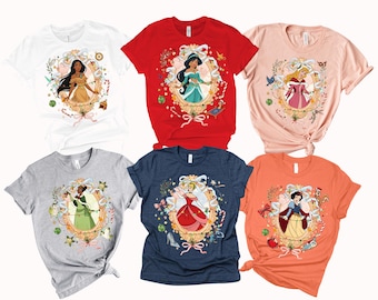 Camiseta de princesa Disney, camiseta de cumpleaños de princesa Disney, camiseta de princesa Disney, camiseta a juego de princesa, Tiana, Ariel, Campanilla