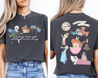 Bluza z kapturem Comfort Colors Retro Coquette Disney Piotruś Pan, koszulka Nibylandia, koszulka Druga Gwiazda po prawej, koszulka Dzwoneczek Disney Trip