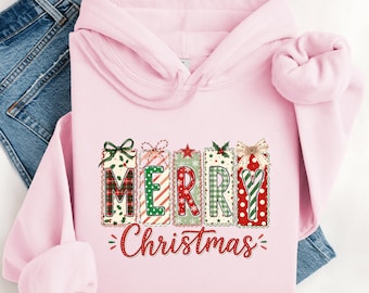 Preppy Christmas Tree Sweatshirt, Christmas Coquette Bow Shirt, Merry Christmas Shirt, Coquette Merry Christmas Sweatshirt