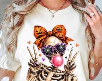 Skeleton Coffee Halloween Shirt Cute Skeleton Comfort Colors T-Shirt Trendy Wildflower Shirt Coffee Lover Sweatshirt Funny Halloween Tshirt