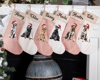 Custom Velvet Dog Christmas Stocking | Personalized Pet Holiday Decor