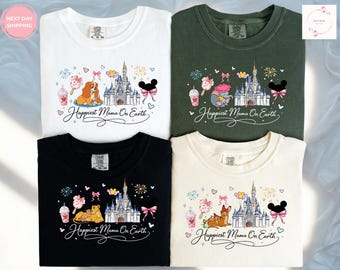 Koszulka vintage Disney Mama, koszulka Happiest Mom On Earth, koszulka Disney Family Trip, uroczy pomysł na prezent dla mamy i dziecka