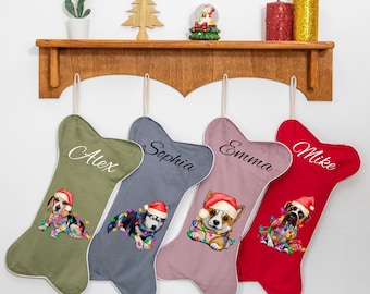 Custom Dog Christmas Stocking Velvet - Dog Breed Stocking Christmas - Stockings Christmas decoration for Family - Christmas Velvet Stockings
