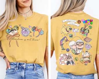 Bluza z kapturem Comfort Colors Coquette Disney Up Carl i Ellie Adventure Is Out There, koszulka Disney, koszulka Disney Trip, koszulka Carl Ellie