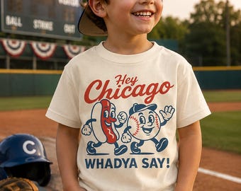 Hey Chicago Whadya Say Kids T-Shirt, Chicago Baseball Youth Tee, Windy City Baseball Shirt, Game Day Kids Graphic T-Shirt