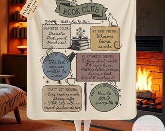 Back to Book Club Customizable Blanket Reading Blanket Book Lover Blanket Sherpa Blanket Book Club Gift Reading Nook Decor Book Blanket
