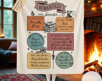 Powrót do Romantasy Personalizowany koc, koc na książki, dekoracja kącika do czytania, koc dla miłośników książek, koc Sherpa, koc do czytania w stylu romantycznym