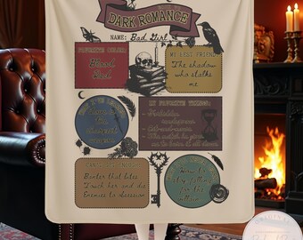 Back to Dark Romance Bad Girl Book Blanket Reading Nook Decor Book Lover Blanket Book Nook Sherpa Blanket Dark Academia Reading Blanket