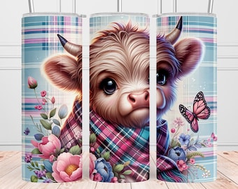 Cute Baby Highland Cow Tumbler Wrap 20 Oz Skinny Tumbler Sublimation ...