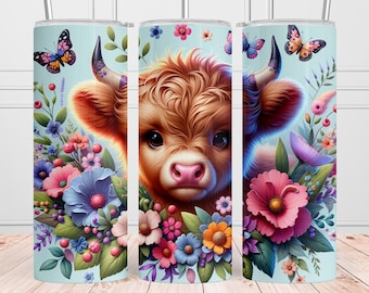 Cute Baby Highland Cow Tumbler Wrap 20 Oz Skinny Tumbler Sublimation ...