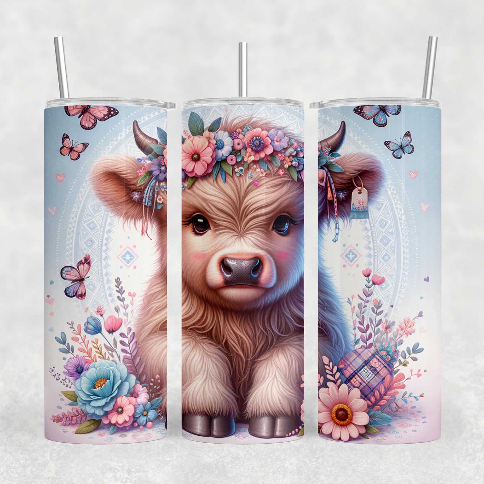 Cute Baby Highland Cow Tumbler Wrap 20 Oz Skinny Tumbler Sublimation ...