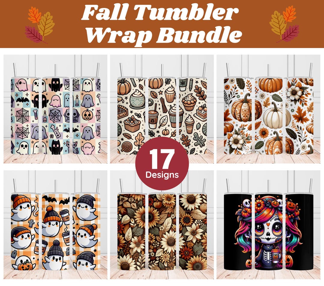 Fall Tumbler Wrap Bundle 20 Oz Skinny Tumbler Sublimation Design ...