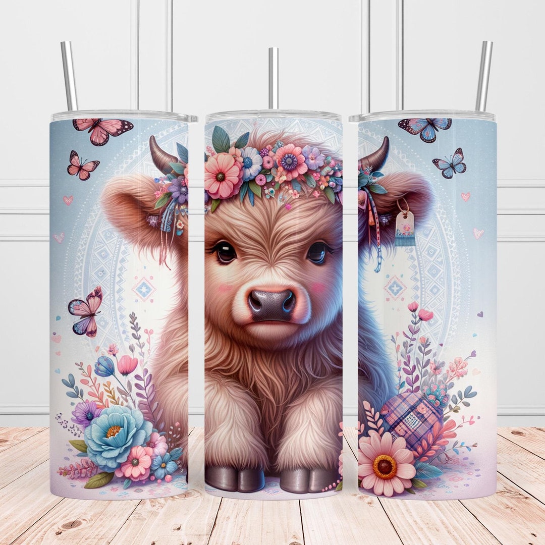 Cute Baby Highland Cow Tumbler Wrap 20 Oz Skinny Tumbler Sublimation ...