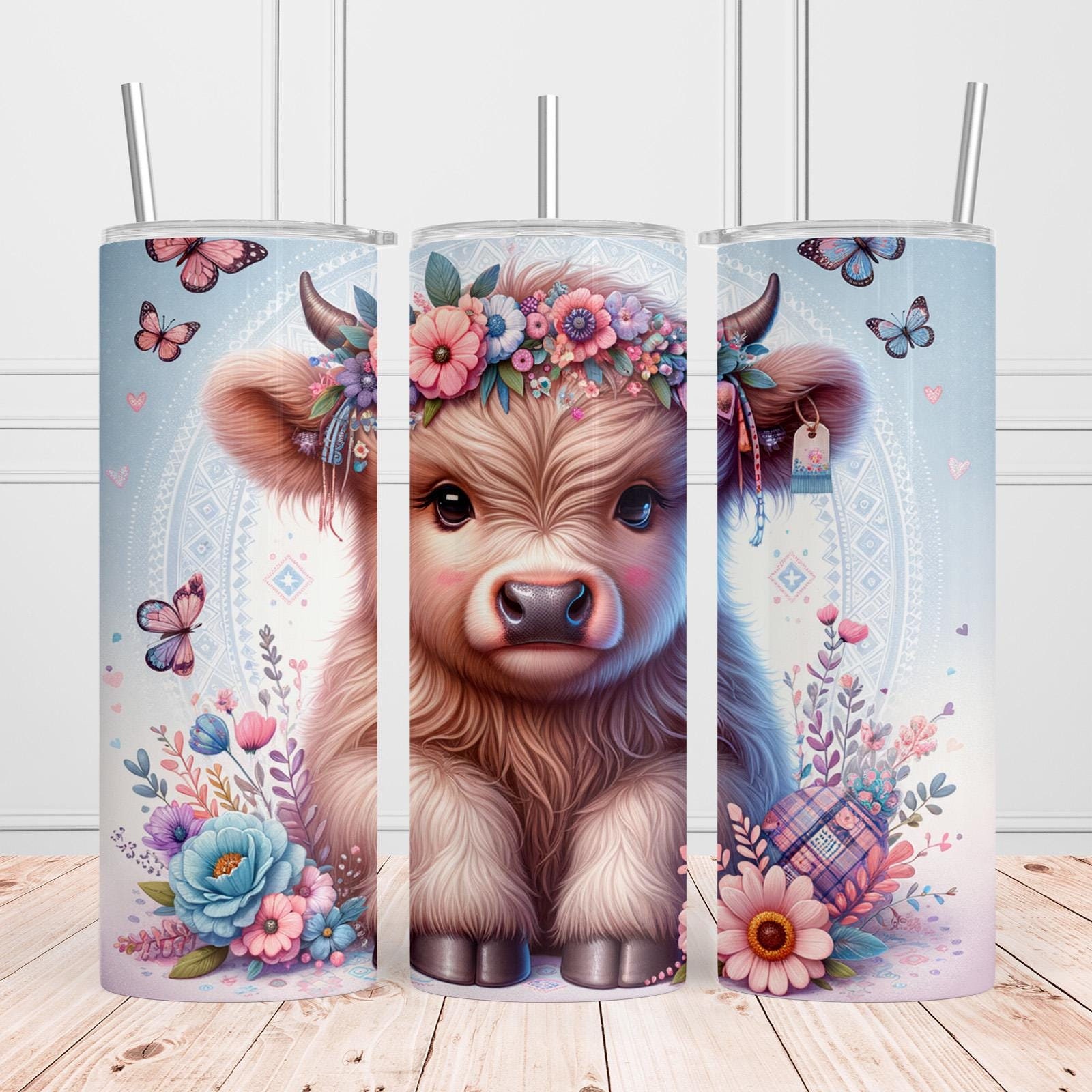 Cute Baby Highland Cow Tumbler Wrap 20 Oz Skinny Tumbler Sublimation ...