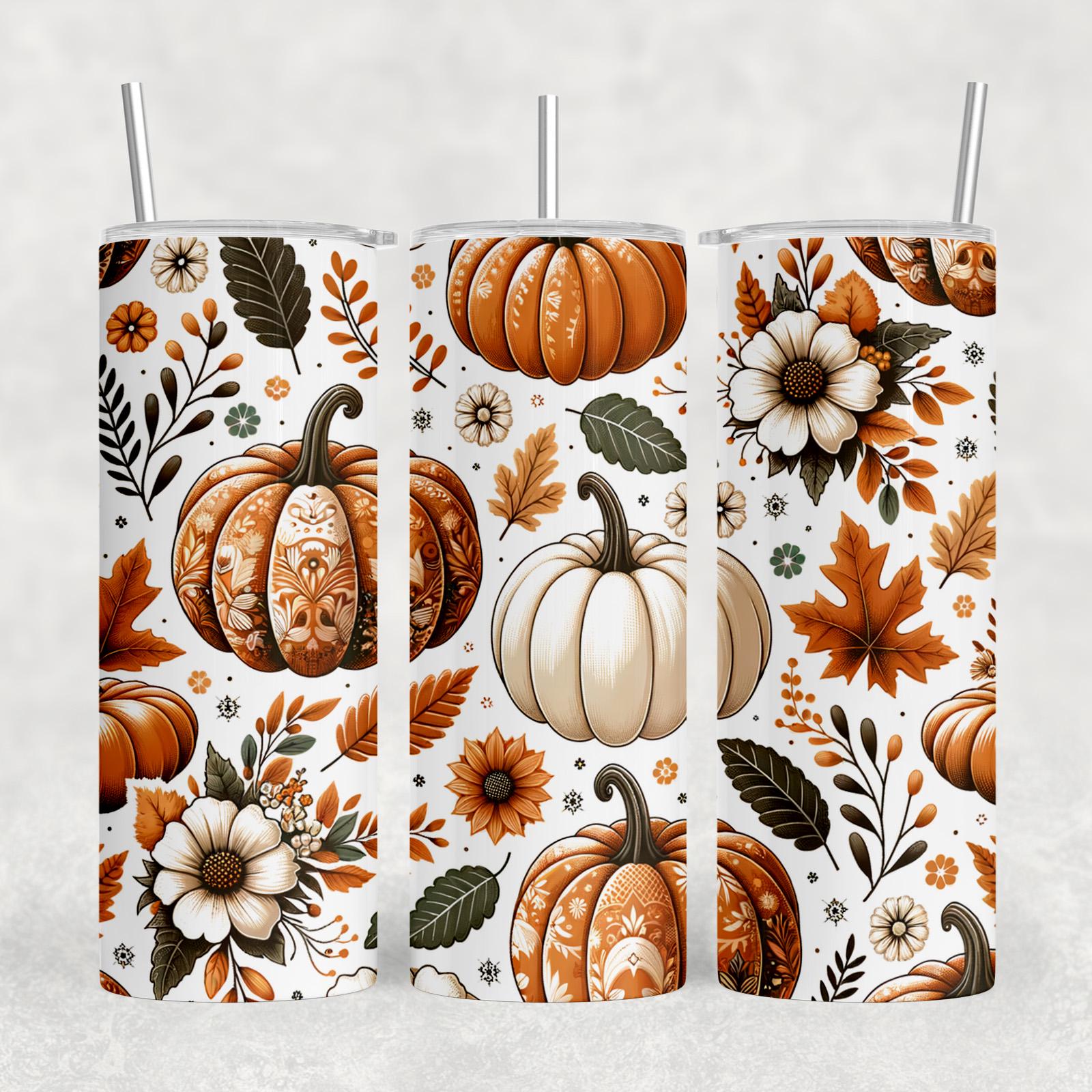 Fall Tumbler Wrap 20 Oz Skinny Tumbler Sublimation Design, Pumpkin ...