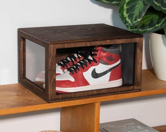 Walnut Sneaker Shoe Box, Wooden Sneaker Display, Home Decor, Gift For Sneakerhead
