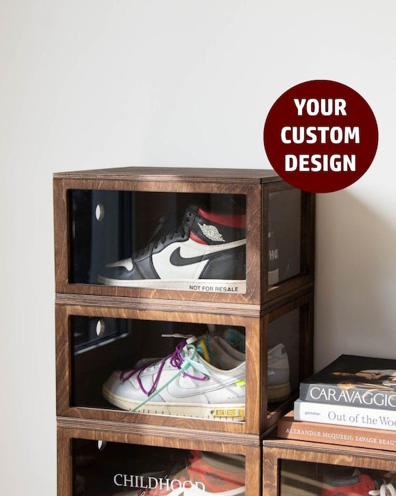 Benutzerdefinierte Holz Sneaker Box, Schuh Vitrine, gravierte Holz Schuh Aufbewahrung