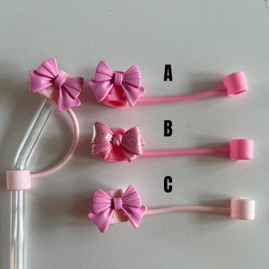 Cute Bow Straw Topper for Tumbler Reusable Straw Topper Ribbon Bow Straw Cover for Tumbler Accessories Silicone Bow Straw Topper for Tumbler