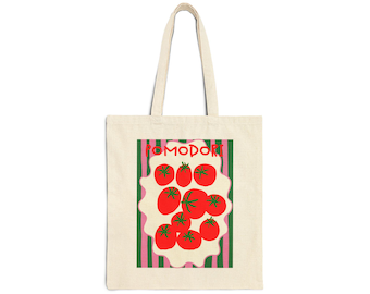 Tomato Cotton Canvas Tote Bag, Italian Market Shopper