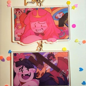 Adventure Time Marceline and Bubblegum Matching Linked Keychain