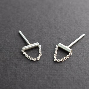 Earrings, Minimalist Earrings, Stud Earrings, Silver Earrings, Silver Stud Earrings, Chain Earrings, Free Shipping
