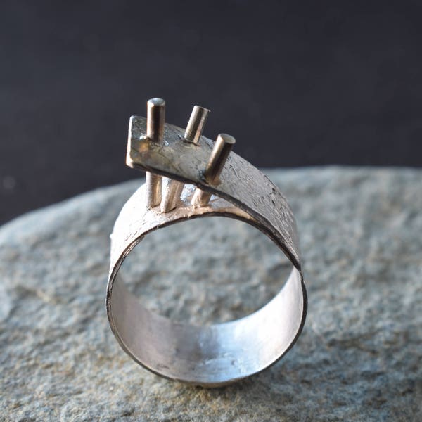 Zilveren Ring, hedendaagse Ring, minimalistische Ring, geometrische Ring, minimalistische sieraden, gratis verzending, One of a Kind