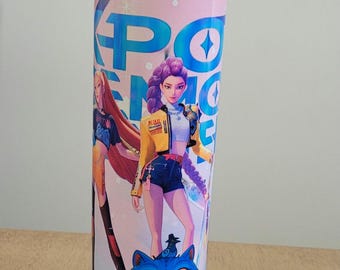 Kpop demon hunters tumbler 20 oz,rumi mira zoey tumblers, stainless steel cup.