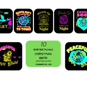 7 Baby Geburt Kind Weihnachts Zitate, Bündel, SVG, PNG, Clipart, Kommerzielle Nutzung, Print on Demand, Cricut, Silhouette Studio, Transparent