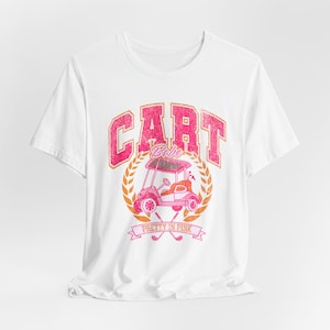 レトロ カート ベイブ ゴルフ T シャツ | キュートなプレッピー レディース ゴルフ シャツ | 女性、女の子向けゴルフ コース アパレル