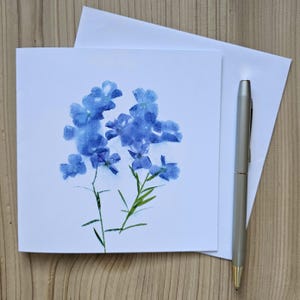 le lin pourpre fleurit la carte de vœux | Photographie de fleurs surgelées (on dirait une peinture à l'aquarelle !) | Fabriqué en Colombie-Britannique, Canada