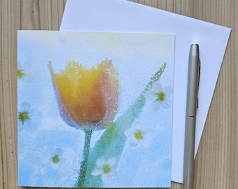 Spring Flowers Greeting Card | Tulip & Rockfoil | Easter or Mother's Day Floral Art Card | Made in British Columbia, Canada | Cards by Susan