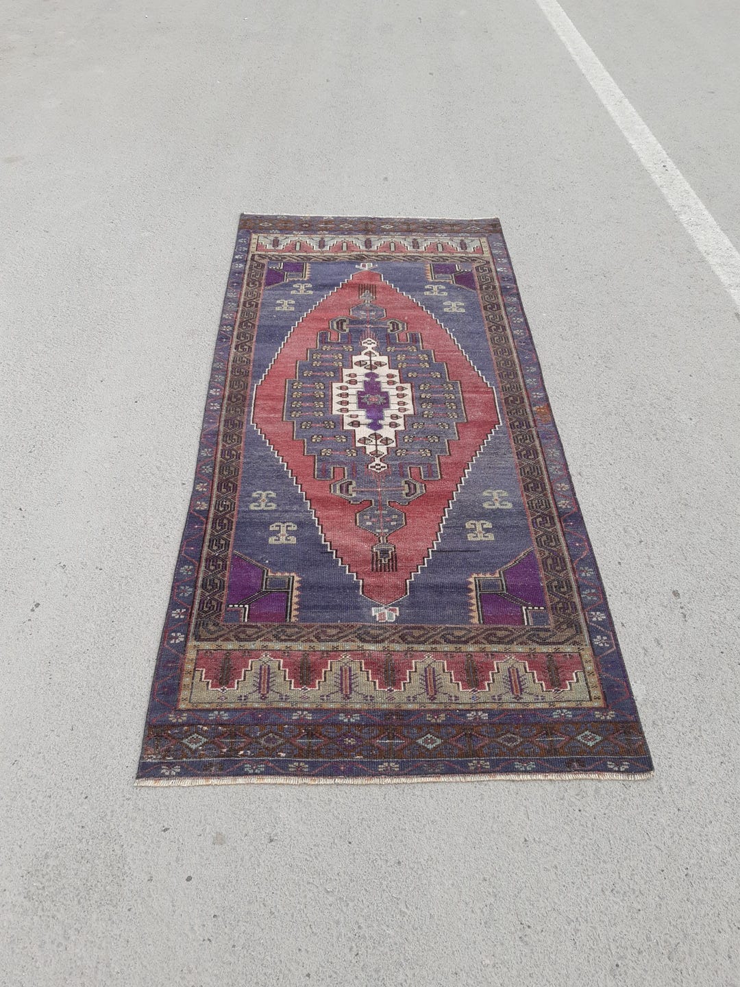 Vintage Turkish 4x8 Rug,4x8 Handwowen Wool Oushak Rug,4x8 Kitchen ...