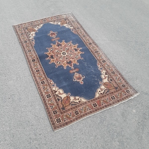 3x5 Rug, 3x5 Vintage Rug,Handmade Rug, Turkish Rug, Wool Rug,Oushak Rug, Living room Rug, Entryway Rug, Anatolian Rug, Antique Rug, 2.8x4.11