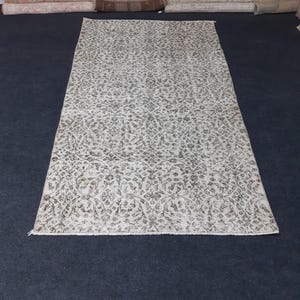 Handwoven Oushak Rug 4x6: Vintage Turkish Wool Rug