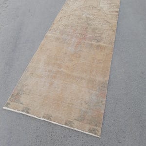 Handwoven Wool Oushak Rug: Vintage Turkish Runner, 2.9x7.1 Ft