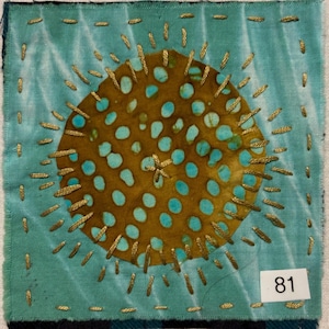 Boro Patch: Teal, Purple and greens Sashiko Stitching on Vintage Japanese Fabric