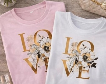 Camiseta de mujer, diseño único, modelo Love, regalo ideal para mujeres, diseñador local.