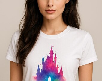 Camiseta de mujer de Disney, ideal como regalo, diseño de castillo.
