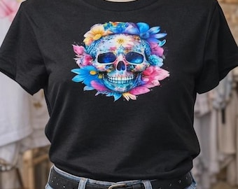 Camiseta de mujer con diseño de calaveras.
