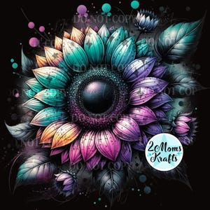Clip Art- Rainbow Sunflower Splash Bursts