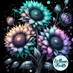 Clip Art- Colorful Sunflower Bursts Part 2
