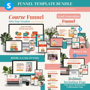 Systeme.io Sales Page Funnel Template Bundle | Retro-Inspired Landing Pages for Coaches, Course Creators & Service Providers