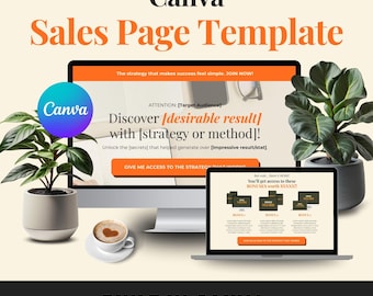 Canva website landing page template, coaching sales funnel