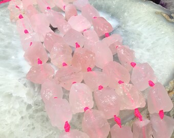 20-24mm Large rough rose quartz gemstone beads