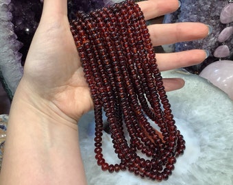 Hessonite Garnet Smooth Rondelle Gemstone Beads 5-8mm